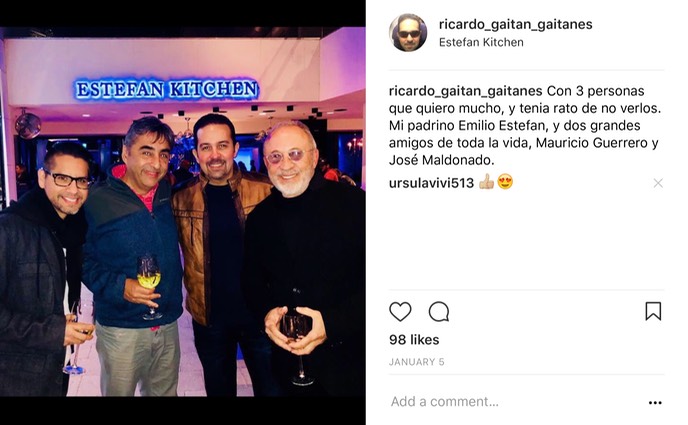 junto a Emilio Estefan, Mauricio Guerrero y José Maldonado en Estefan Kitchen